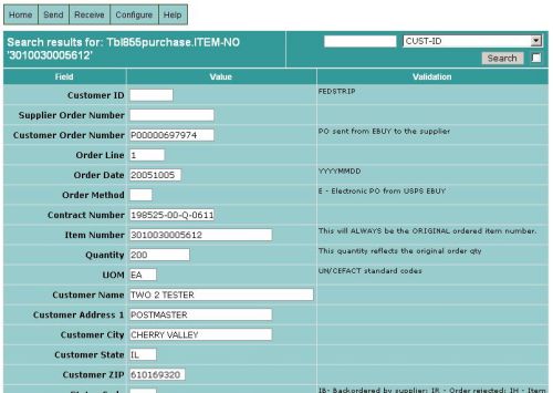 Screenshot of the 855 Purchase Order Acknowledgement